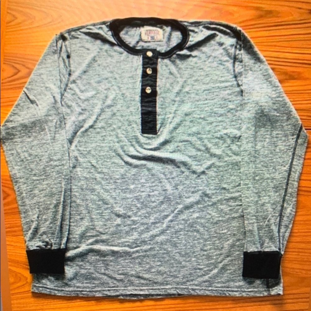 Gray and Black Henley Shirt by Stanfield's Heritage